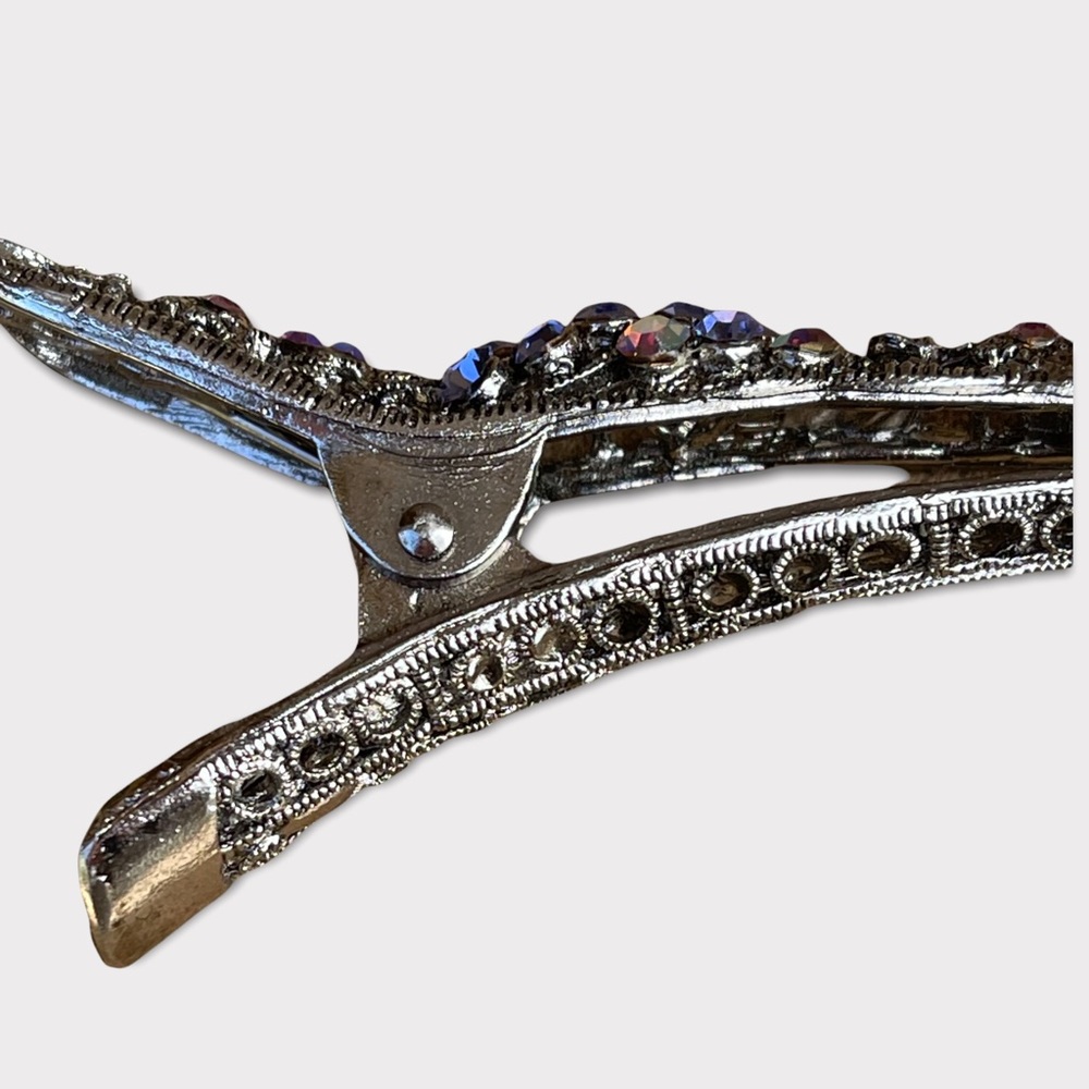 Vintage Swarovski Crystal hair clip w/beautiful silver work - Picture 6 of 13